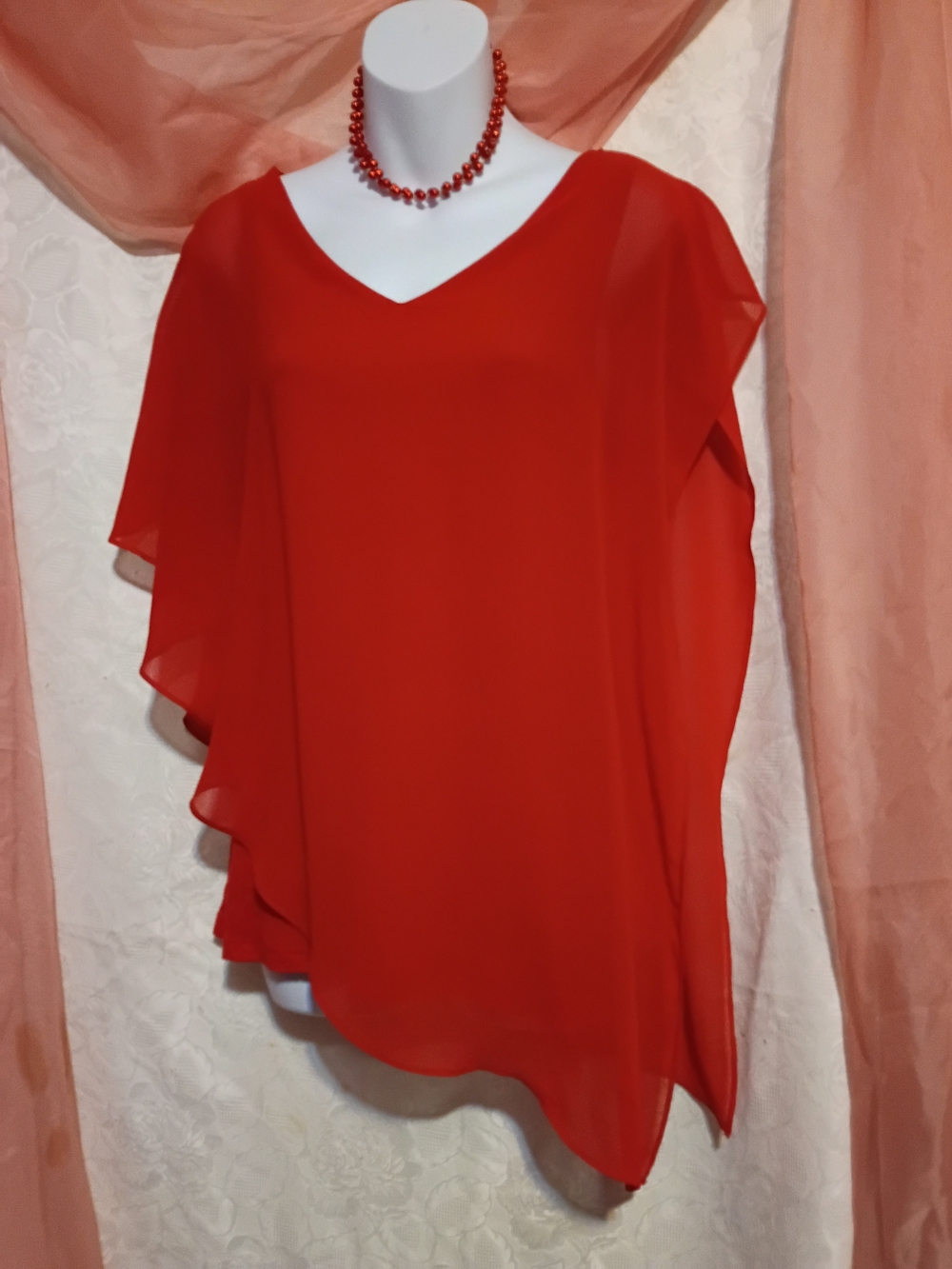 🛍️ BUNDLE ONLY🛍️Iz Byer Red V-Neck Flutter Sleeve Blouse